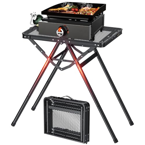 FUNYKICH Tavolo da Campeggio Pieghevole 60x40 cm,Tavolo da Barbecue Portatile a Forma di X con Maniglia di Trasporto e Altezze Regolabili,Capacità di Carico 80 KG,per Giardino/Picnic/Balcone
