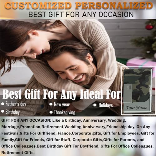 Image of Mini2buy Customized Unisex Vertical Card Holder Name Engraved for Credit|Debit|ATM|Business Visiting RFID Blocking Stainless Steel (1 x 10 x 6 cm) Personal Corporate Gift (F-Green)