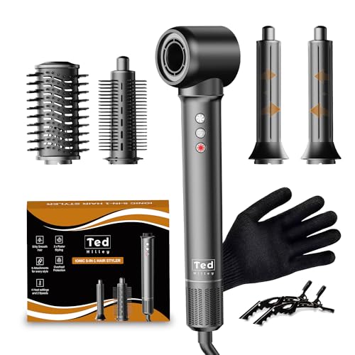Multistyler Airwrap 5 en 1 Hair Styler, cepillo de pelo iónico profesional, 3 x secado más rápido, rizador automático, enderezador, cepillo de volumen Secador de pelo, plancha iónica