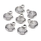 Craftdady 50pcs Antique Silver Clam Shell Pendants 14x11.8mm Tibetan Metal Seashell Charms for Beach...