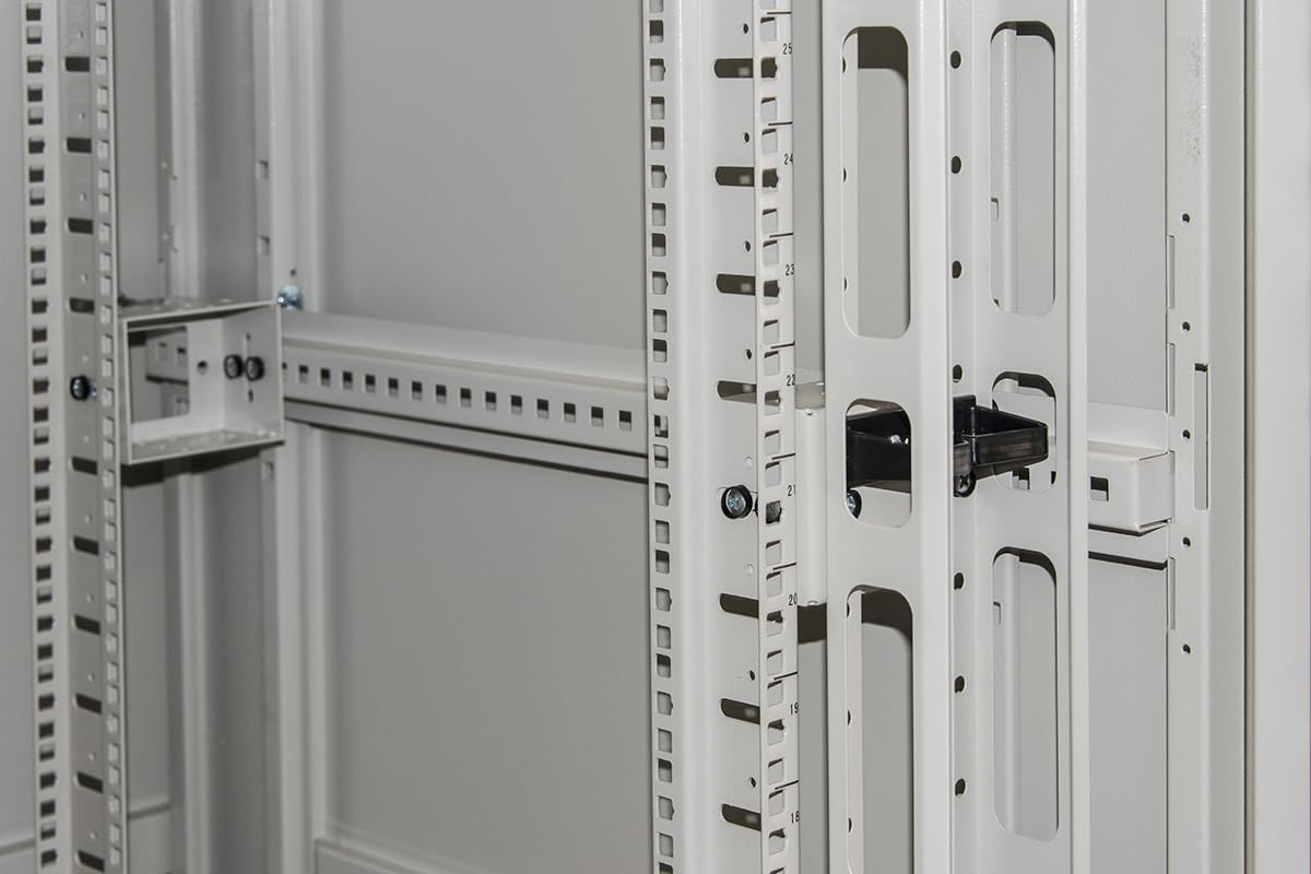 ARMADIO RACK 19" 42U (A)2055, (L)800, (P)800 COLORE GRIGIO PORTA VETRO DISASSEMBLATO CON GUIDACAVI LATERALE