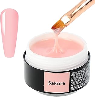 Sincero Salon Sakura Solid Builder Gel for Nails - Hard Gel Builder for Extension - Nail Strengthener - LED UV Builder Gel for Nails - Split Nail Repair - Use with Nail Forms - Nail Hardener Gel 15 ml