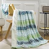 SOGANASA Heated Blanket Throw 50'x60' - Machine Washable Electric Throw Blanket Printed Heated Throw Blanket with ETL & FCC Certification 4 Heating Levels 3 Hours Auto-Off Overheat Protection (Strip)