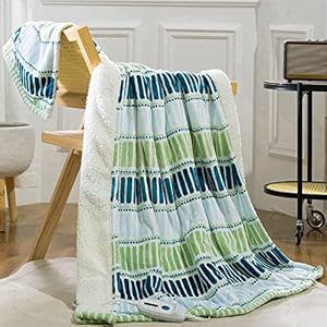 SOGANASA Heated Blanket Throw Electric Throw Blanket 50″x60″ – Machine Washable Printed Heated Throw Blanket with ETL & FCC Certification 4 Heating Levels 3 Hours Auto-Off Overheat Protection (Strip)