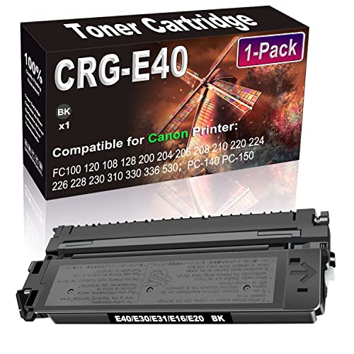 1-Pack (Black) Compatible FC100 120 108 128 200 204 206 208 210 220 Printer Toner Cartridge (High Yiele) Replacement for Canon CRG-E40 E40/E30/E31/E16/E20 (1491A002AA) Toner Cartridge