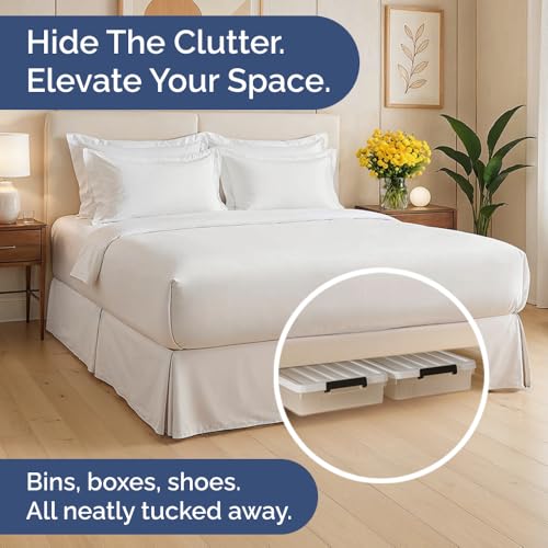 Pleated Bed Skirt Queen Size - 3 Sided Pleated Bed Skirt Queen - Ultra-Soft, Easy Fit with 18 Inch Tailored Drop - Hotel Quality, Wrinkle Free & Fade Resistant - For Women, Men, Kids and Teens - White