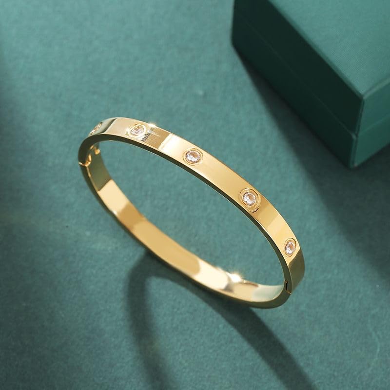 18K Gold Plated Stackable Floral Gold Love Bangle Bracelets For women Non Tarnish, Gold Bracelet Set Trendy Jewelry,Christmas Valentines Birthday Gifts for Women's Day and Mother's Day4