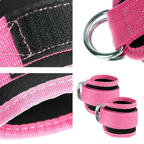 Fußschlaufen Kabelzug 2 Stück Kickbacks Fußschlaufe mit D-Ringen Fußschlaufen Gym Fußmanschetten Kabelzug Ankle Straps Gym für Fitness Gesäßmuskeln und Beintraining