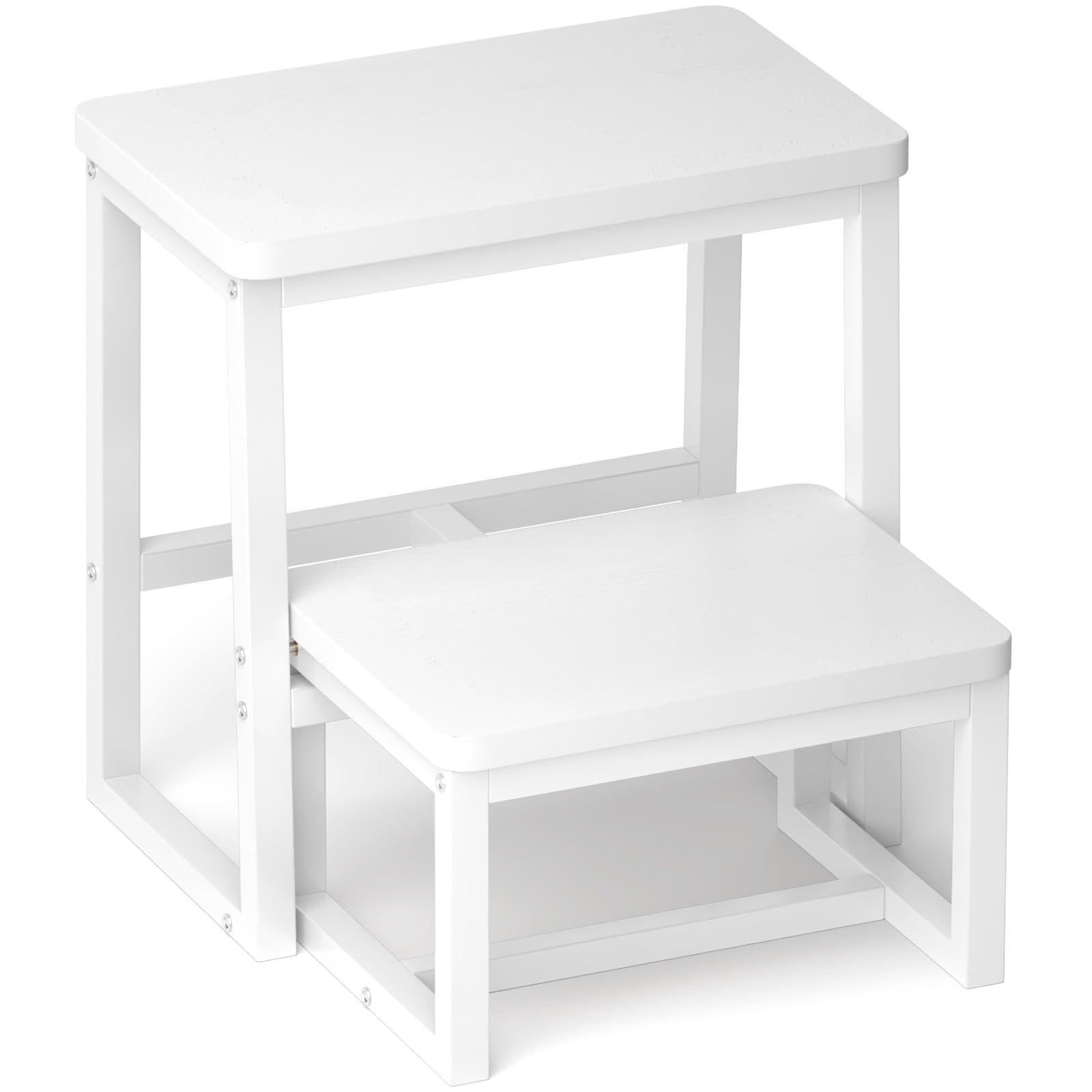 iTsst 2 Step Stool for Adults Wooden Step Stool with 500 Lbs, White