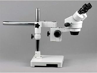 AmScope SM-3B Professional Binocular Stereo Zoom Microscope, WH10x Eyepieces, 7X-45X Magnification, 0.7X-4.5X Zoom Objective, Ambient Lighting, Single-Arm Boom Stand