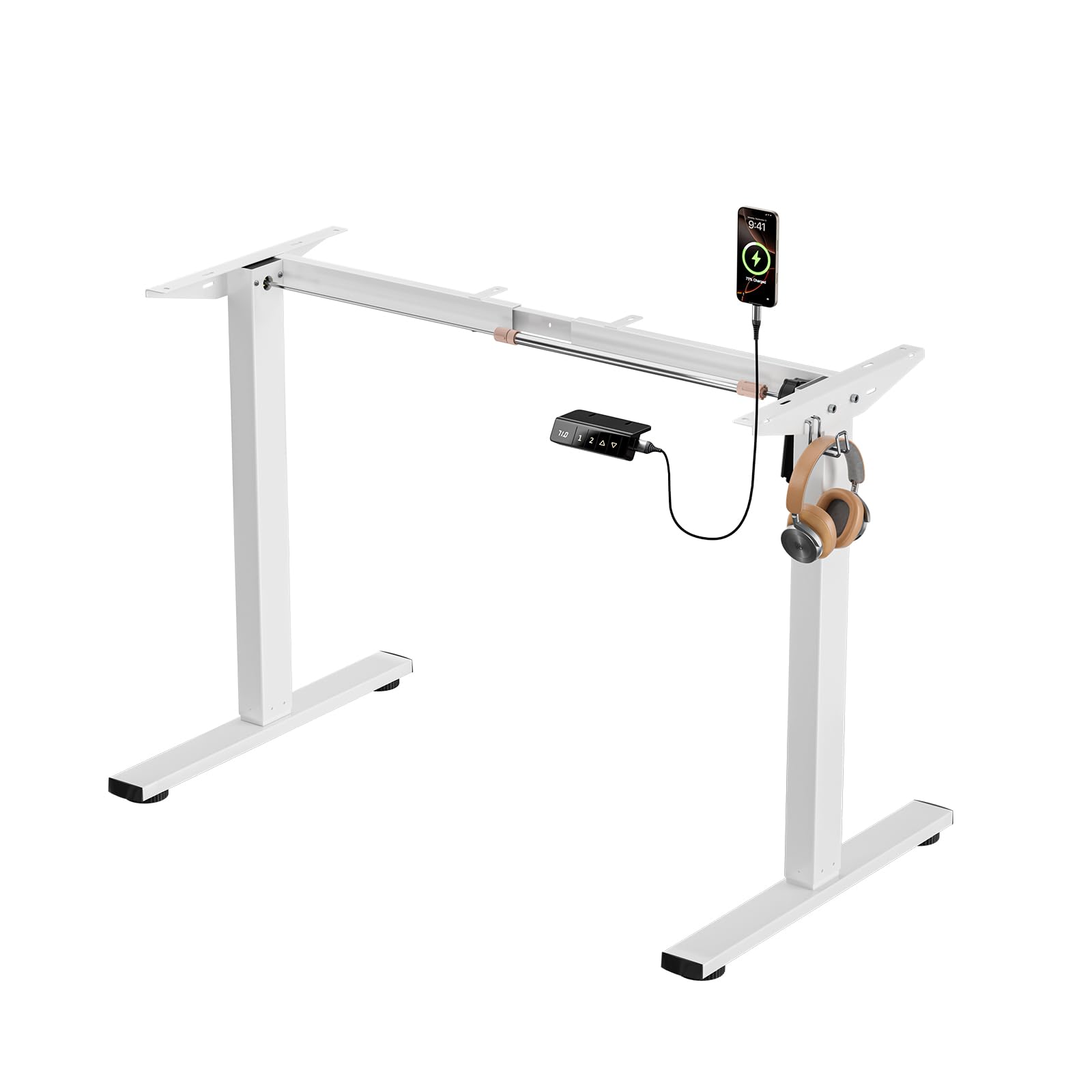 buybyroom Patas Escritorio Elevable, Estructura Mesa Elevable sin Interfaz de Escritorio, con Acero de Alta Resistencia, con USB y Panel Inteligente de Memoria (Sin Panel de Escritorio)