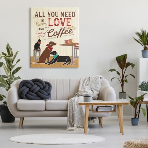 Image of Stupell Industries All You Need is Love and Coffee Cats Dogs Canvas Wall Art, Multi-Color