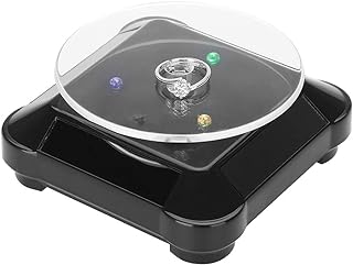 Solar Display Stand Turntable, 360 Degrees Rotating Turntable Watch Phone Jewelry Display Stand Solar Showcase Rotating Jewelry Stand, Solar Jewelry Display, for Storefront for(Black)