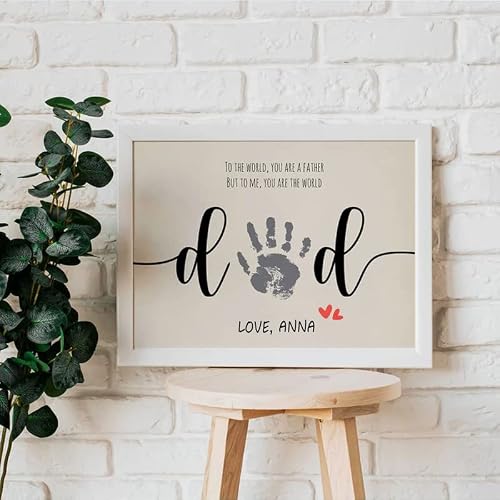 Dad Handprint Footprint Canvas Art Craft, Dad Custom Name Canvas Print, Father's Day Gift For Dad, Dad Gift From Baby Kids, Baby Print Newborn Handprint Footprint On Canvas Gift Dad, Home Decor #TOP2