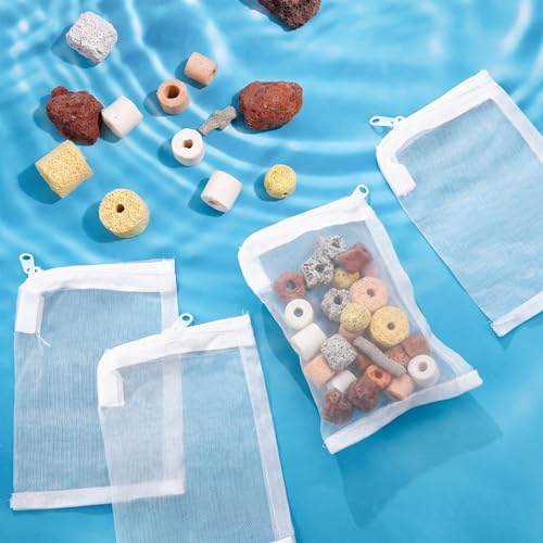 Image of Geiserailie 15 Pcs Aquarium Filter Media Bags 150 Micrometer Fine Filter Bags Mesh Reusable with Zipper for Activated Carbon Resins (4 x 6 Inch)