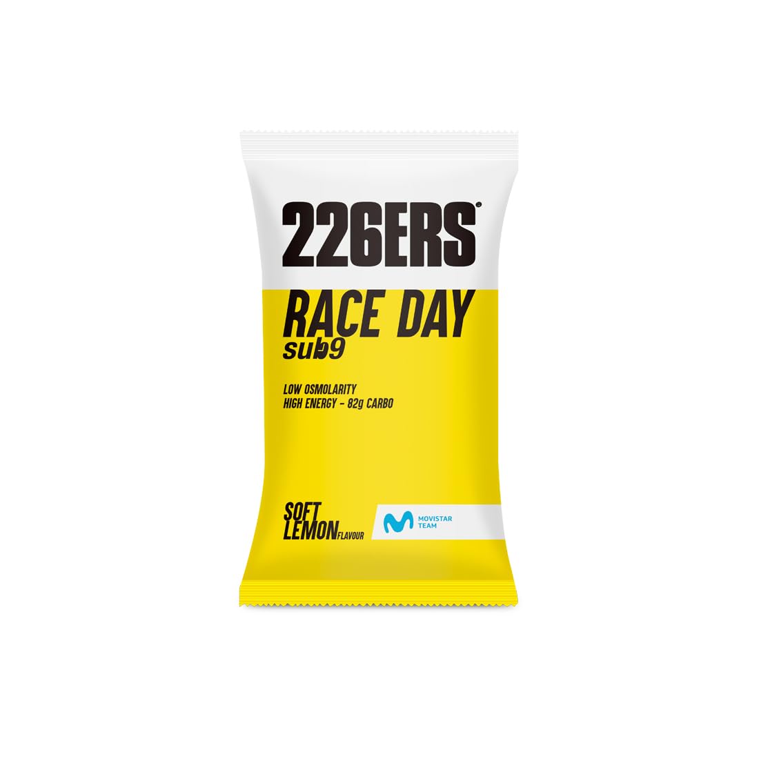 226ERS - Sub9 Race Day, Monodosis, Bebida Energética para Deportistas, en Polvo, Hidratos de Carbono, BCAA, Sodio y L-Carnitina, sin Gluten y sin Lactosa, Libre de Doping, Sabor Limón, 1 sobre