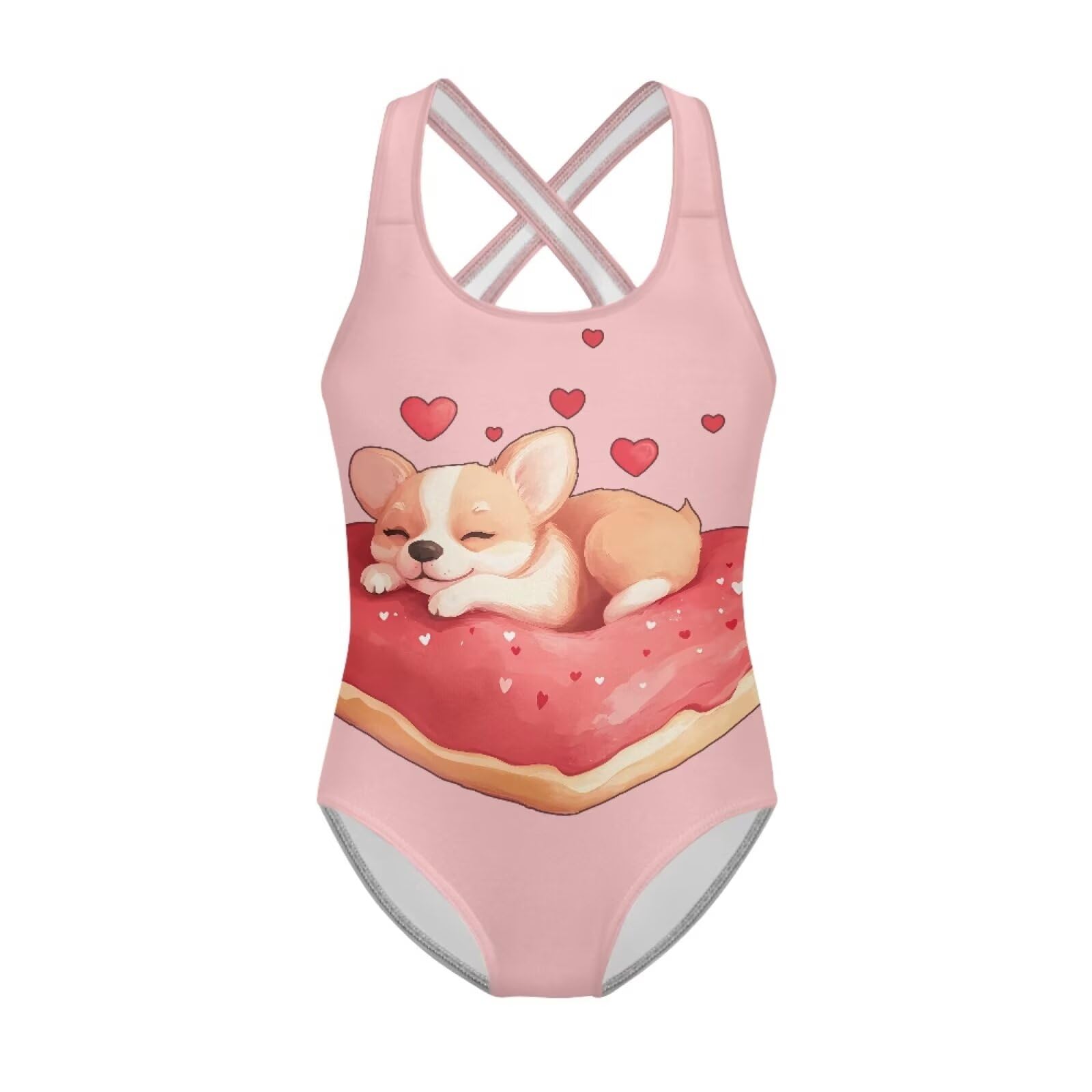 Girls One Piece Swimsuits Axolotl Cross Back Swimwear Beach Summer Quick Dry Beach Bathing Suit