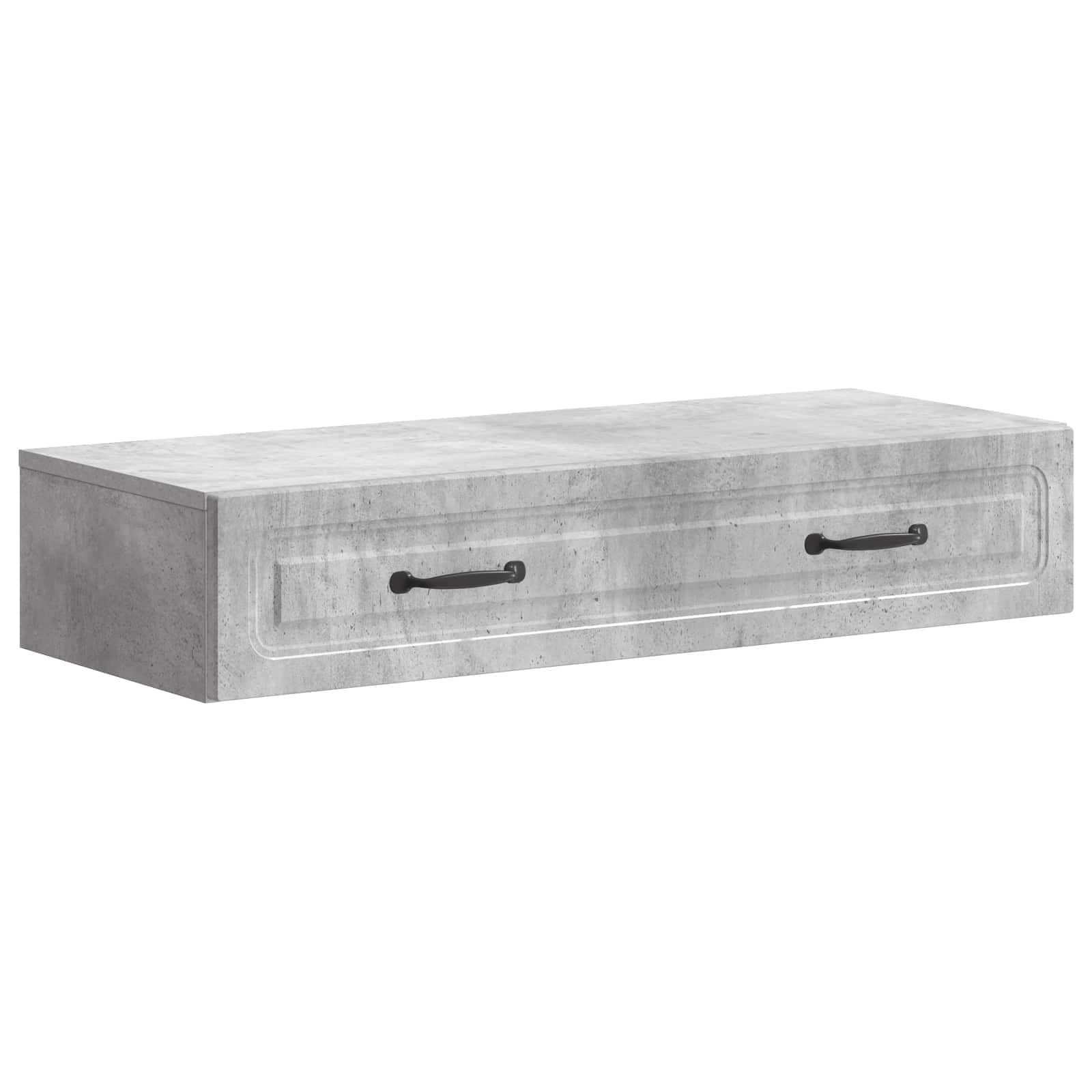 Tavolino da parete grigio cemento, 87,5 x 34,5 x 17 cm, in legno con cassetto e scomparto chiudibile, organizer per ufficio, soggiorno, corridoio, garage
