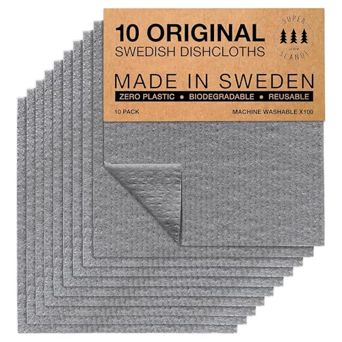 SUPERSCANDI 10 Pack Swedish Dishcloths for Kitchen...