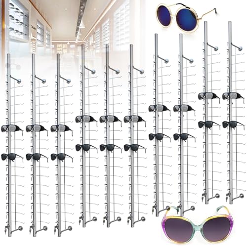 Soporte de exhibición de gafas con cerradura, soporte de marco de aluminio montado en la pared para almacenamiento y organización seguros de gafas