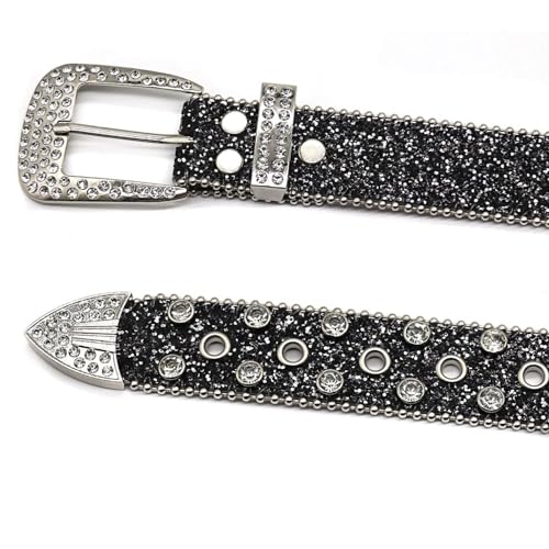 Generic Women's Faux Leather Belt Buckle Metal Medium Bling Mardi Gras Disco Metal Buckle Basic Rhinestone4