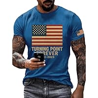 Men's This is The Turning Printed T-Shirt Freedom Vintage Turning Point Forever 1993 2025 Retro Print Shirt A True Patriot Tee Blue