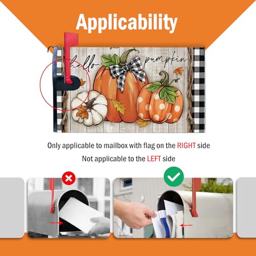 Image of Fall Hello Pumpkin Welcome Mailbox Cover Magnetic Standard Size 20.5 inch x 18 inch, Autumn Thanksgiving Decorative Post Letter Box Wrap Decor, Farmhouse Rustic Garden Yard Outdoor Decoration