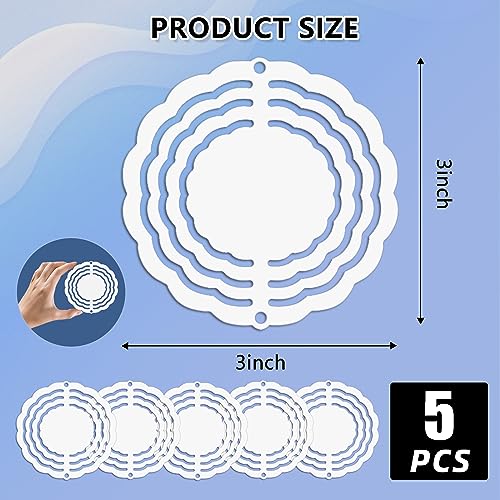 Image of 5 Pack 3 inch Sublimation Wind Spinners Blanks Wind Spinner Sublimation Blank Bulk 3D Aluminum Metal Wind Spinners for Yard and Garden Indoor Outdoor Window Porch Front Door Decoration Round