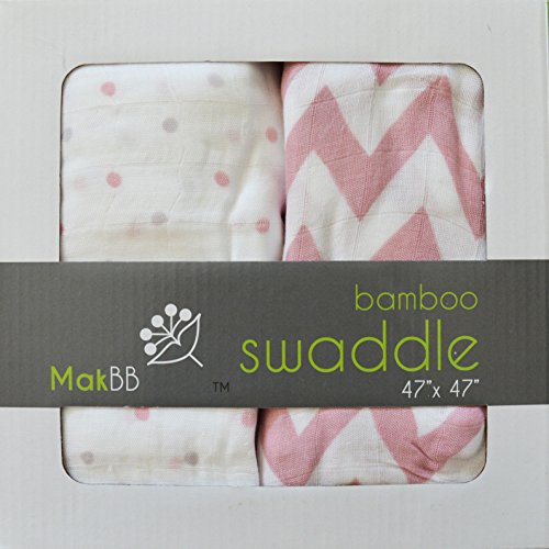 MakBB Ultra Soft Baby Swaddle Blanket, Bamboo Rayon, 2 count 47