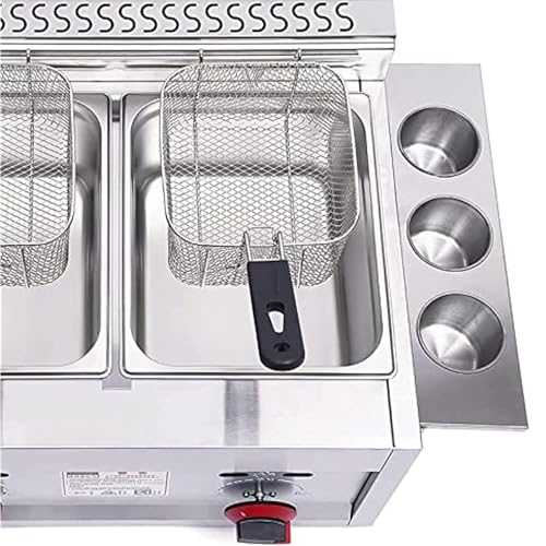 Gas-Fritteuse aus Edelstahl mit großem Fassungsvermögen, 24 l, mit 3 gebratenen Körben, kommerzielle freistehende Temperaturregelung, perfekt für Restaurants und Catering-Events – Bild 8