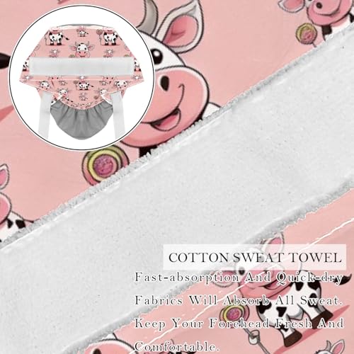 Image of 2 PCS Bouffant Cap with Button Ponytail Pouch Working Cap Sweatband Adjustable Surgical Cap Black and White Cow