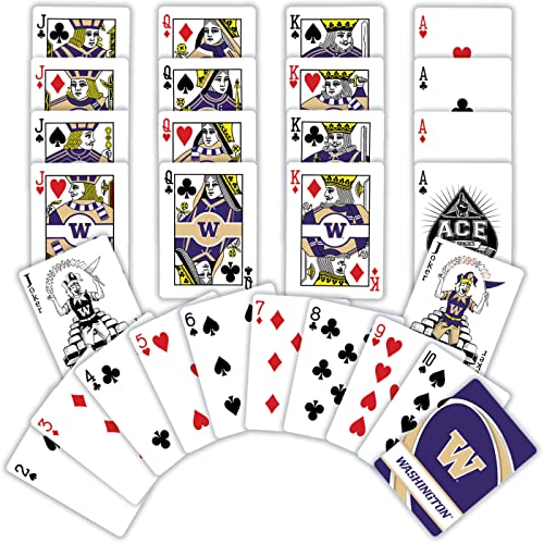 Image of MasterPieces Family Games - NCAA Washington Huskies Playing Cards - Officially Licensed Playing Card Deck for Adults, Kids, and Family