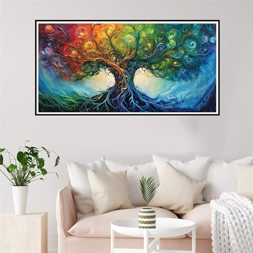 Kit Complet Diamond Painting Arbre Abstrait 80x160cm Mosaïque 5D