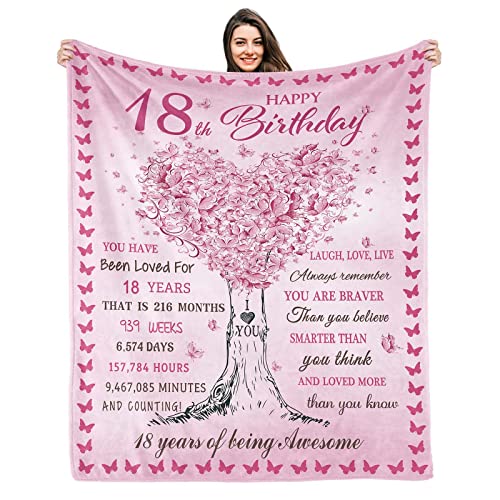 Kesidilo Birthday Gifts For 18 Year Old Girls, 18Th Birthday Decorations For Girls, Best 18Th Gift Ideas Throw Blankets For Daughter Niece Sister Friends(Size:50" X 60") #TOP5