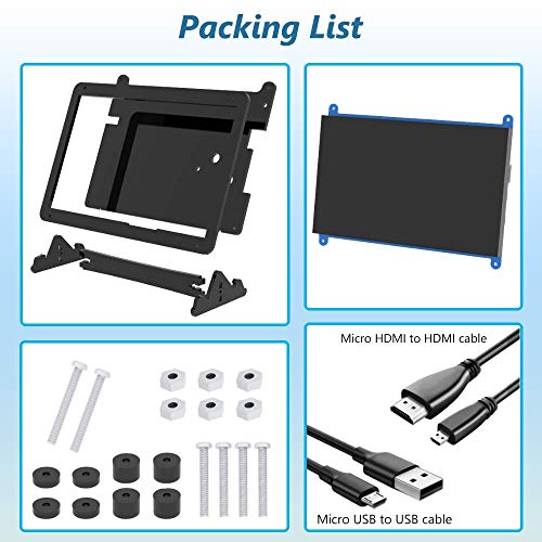 7 Inch Touchscreen Monitor voor Raspberry Pi, Draagbare IPS Display 1024 * 600 HDMI Touchscreen met Case, voor Gaming… - Afbeelding 8