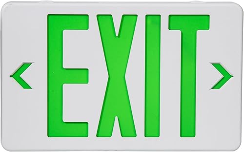 CM MZY Letrero de salida con luces de emergencia LED con batería de respaldo, letras verdes, luces comerciales de salida de emergencia, CA 120-277V,