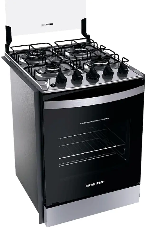 Fogão Brastemp 4 Bocas de embutir Inox com dupla chama e grades individuais - BYO4EBR Bivolt