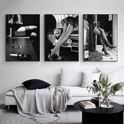 Toile talons hauts et bas noir et blanc triptyque haut de gamme