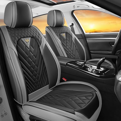 Image of for Toyota RAV4 Seat Covers 2008-2026, Waterproof Car Seat Covers | Nappa Leather Seat Covers for RAV4 Front Set, Airbag Compatible, Full Coverage Seat Protectors, Easy Install(Gray /Black)