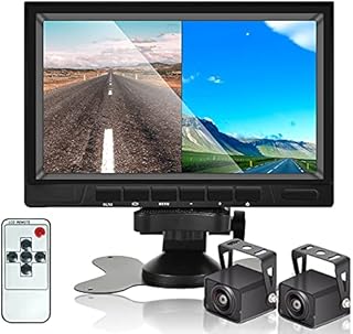 1080P Vehicle Backup Camera System with 7'' LCD 2 Split Screen DVR Monitor, Rimoody IP69 Waterproof Rear View Camera Night Vision Rear View Camera for RV Truck Pick Up Camper Bus 12V-36V