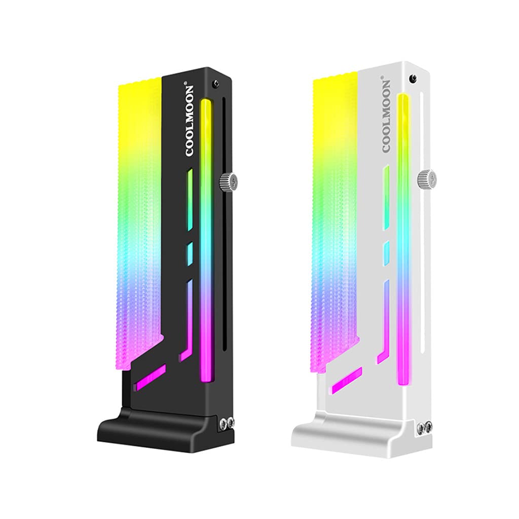 Coolmoon CM-GH2 RGB Pionowy stojak na karty Uchwyt GPU Wbudowany pasek ARGB Regulowana długość Wysokość Rama wspierająca/606 /1006 ( Color : White )
