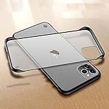 TwoTry Compatible for Thin iPhone 12 Case, Compatible for Super Thin iPhone 12 Pro Case Ultra Thin, Frameless Matte Hard PC Shock Absorption TPU Bumper Case for iPhone 2021 6.1 inch (Black)