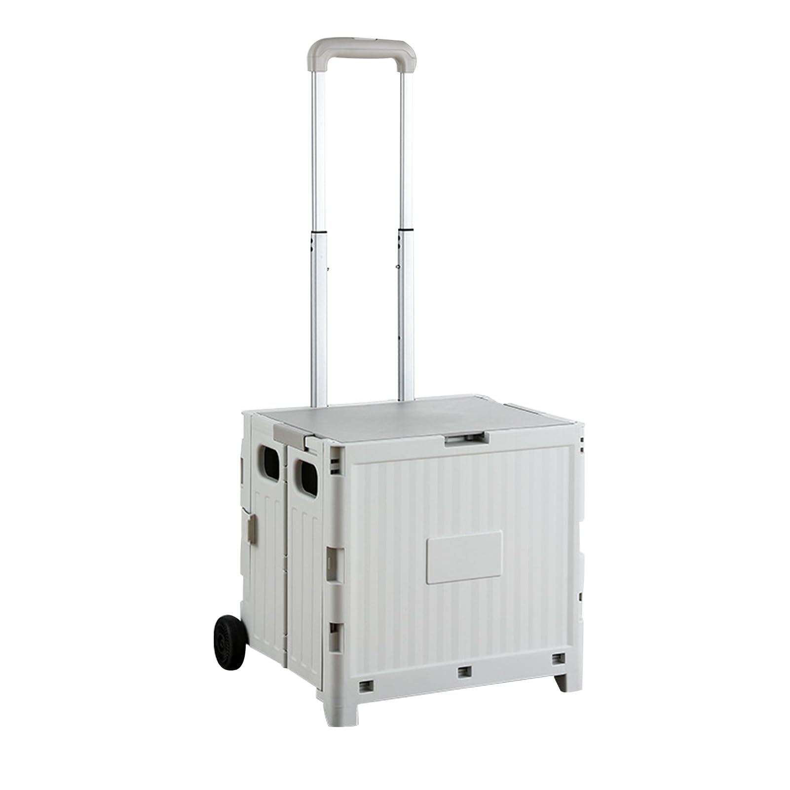 Beauenty 45L Trolley Luggage Cart with Two Wheels,Climbing Trolley with Detachable Lid,Folding Hand Truck for Shopping,Travel,BBQ,Transportation (White)