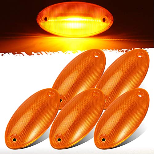 Partsam 5Pcs Cab Marker Roof Light 888-5125 Amber Lens Amber Light Top Lights Assembly Compatible with International ProStar/Lonestar 5900 7300-7600/8600/9200/9400/9800 International Series Truck