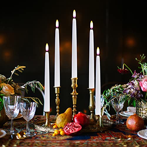 Image of Wondise Flickering Flameless Taper Candles with Remote and Timer, 11 Inch Battery Operated White Real Wax 3D Flame LED Window Candles, Set of 8(D 0.8 inch x H 11 inch, 2 Remote Controls)