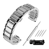 Beauty7 Brushed & Polished Two Tone Finish 23mm Stainless Steel Link Wrist Watch Band Kit Bracelet S