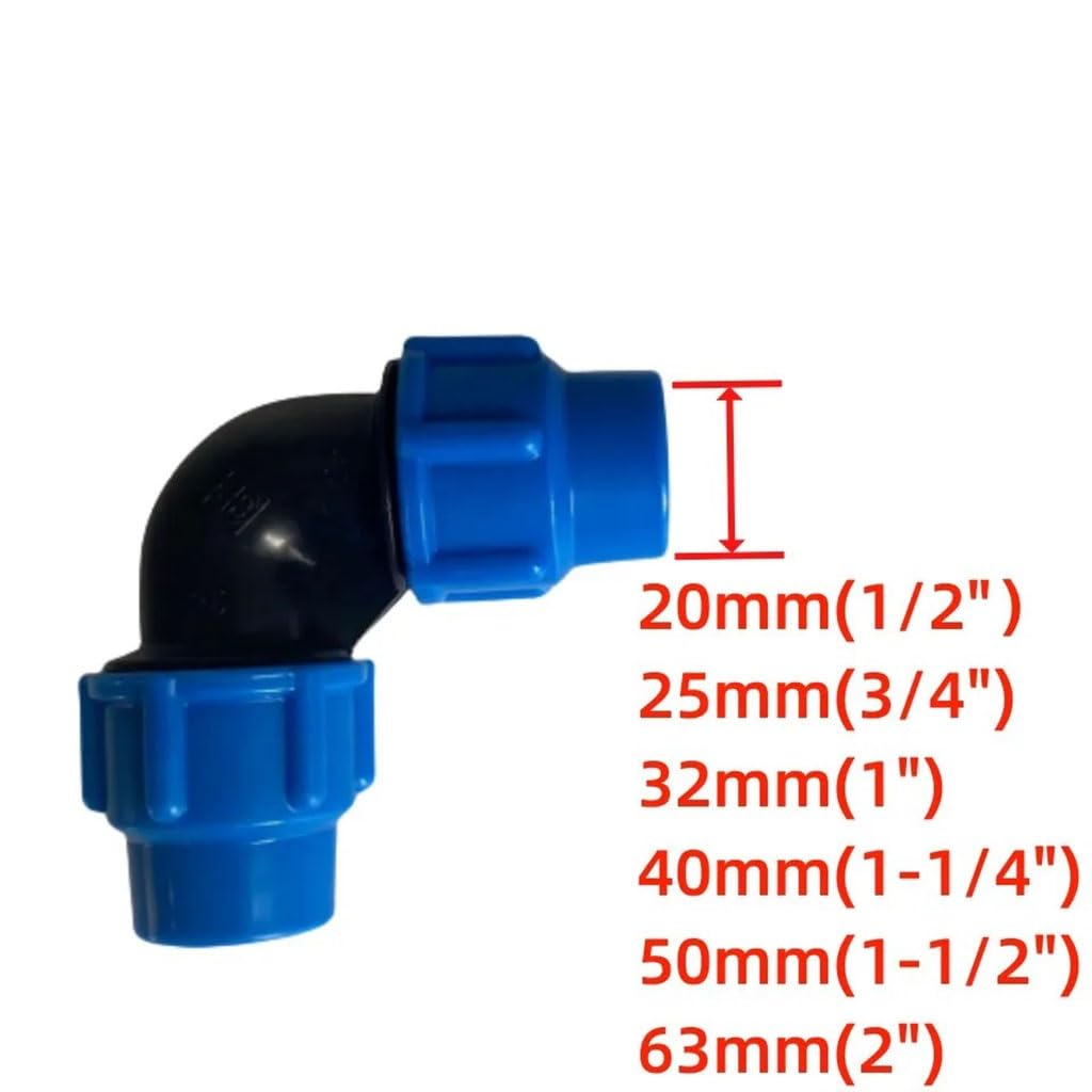 Raccordi for tubi in plastica riutilizzabili in PE - Connettore a gomito con giunto rapido for l'irrigazione 'acqua del rubinetto, 1 pz(Black,50mm)