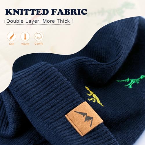Image of XIAOHAWANG Knit Toddler Beanies Girls Boys Cute Kids Winter Hat Infant Dinosaur Baby Beanie Hats