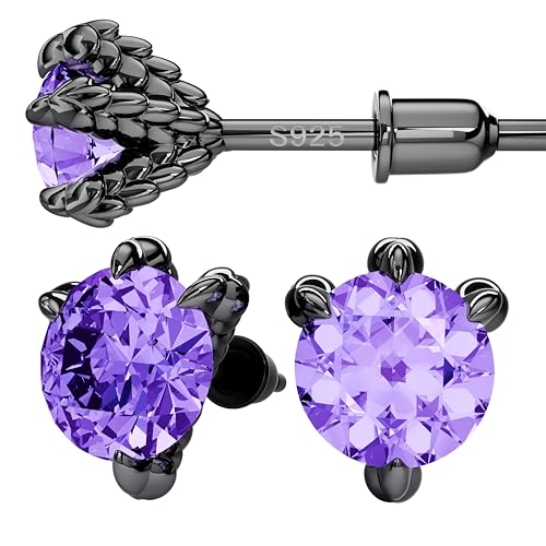 S925 Sterling Silver Dragon Claw Stud Earrings for Men Women, Cubic Zirconia Mens Earrings Stud Jewelry for Women Birthday Gifts