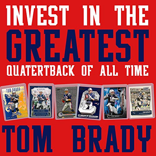 Tom Brady Football Card Bundle, Set of 6 Assorted New England Patriots and Michigan Wolverines Mint Football Cards of Quarterback GOAT Super Bowl Champion Tom Brady, Protected by Sleeve and Toploader